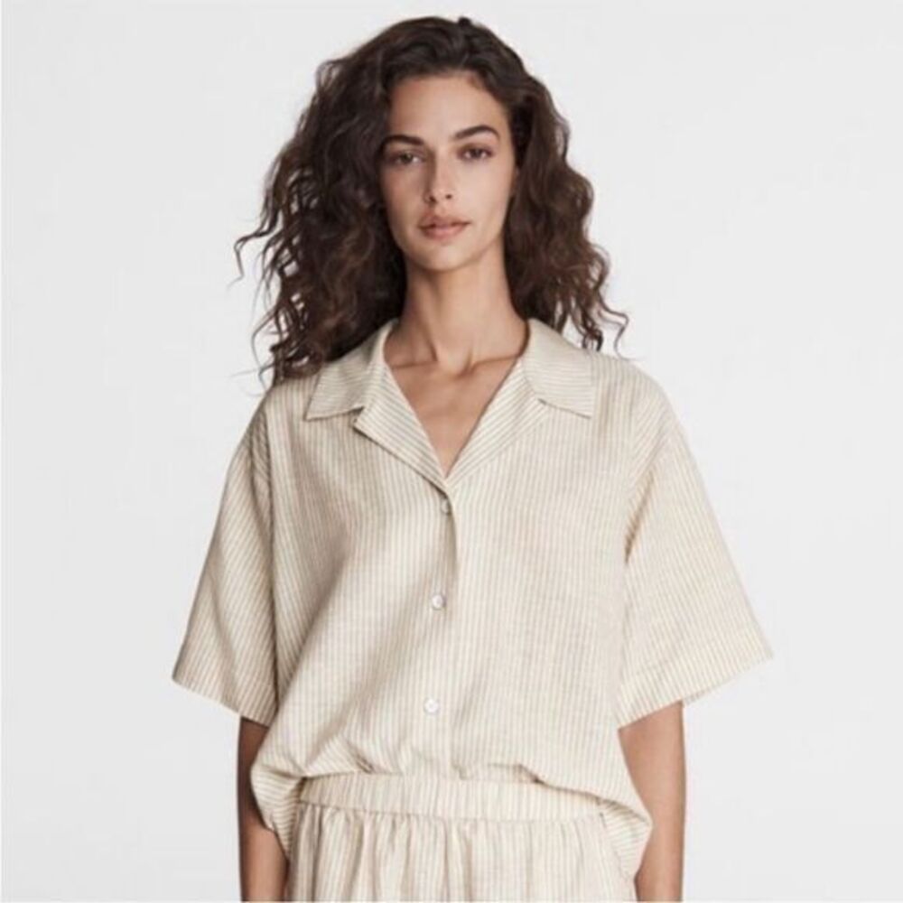 Rag & Bone Reed Stripe Linen Blend Oversized Shirt NWT